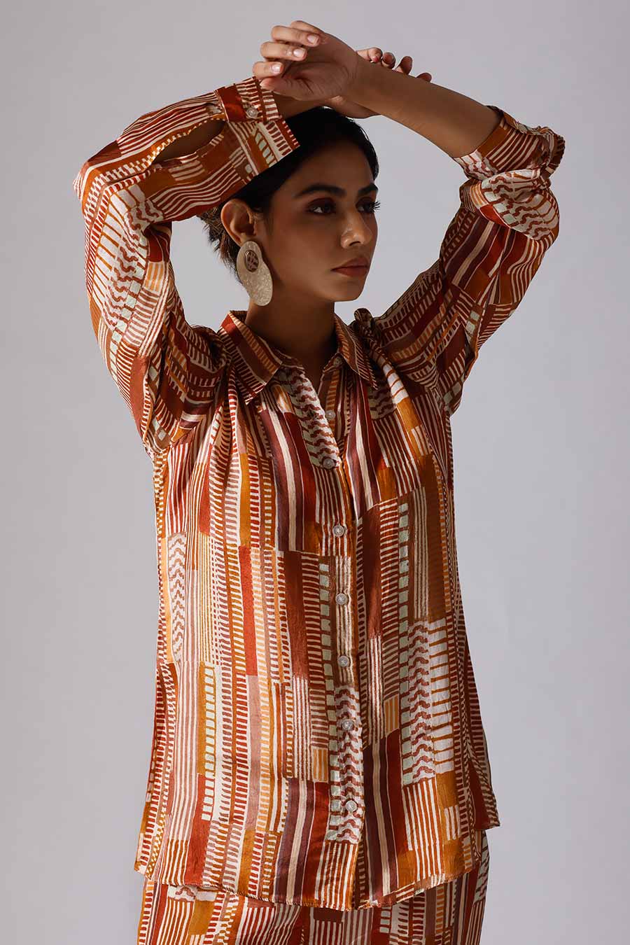 Brown Printed Geometry Shirt