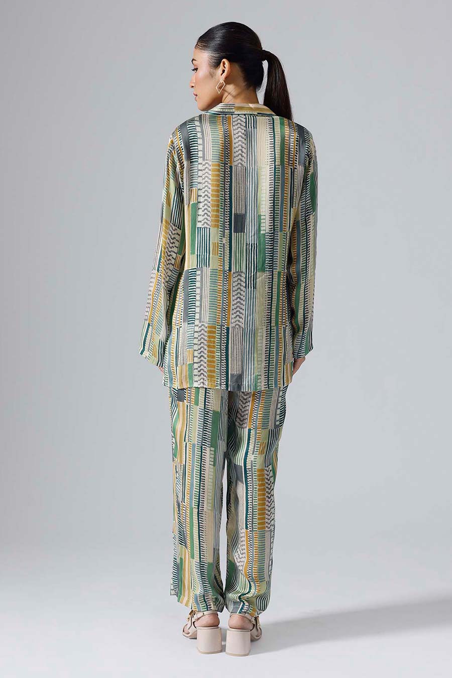 Green Printed Geometric Co-ord Set
