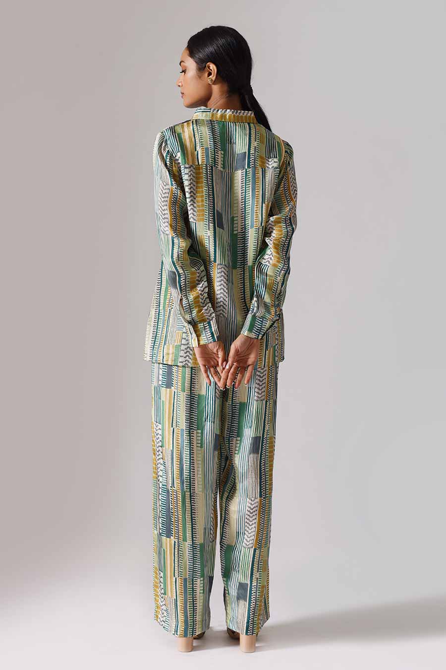 Green Printed Geometry Co-Ord Set