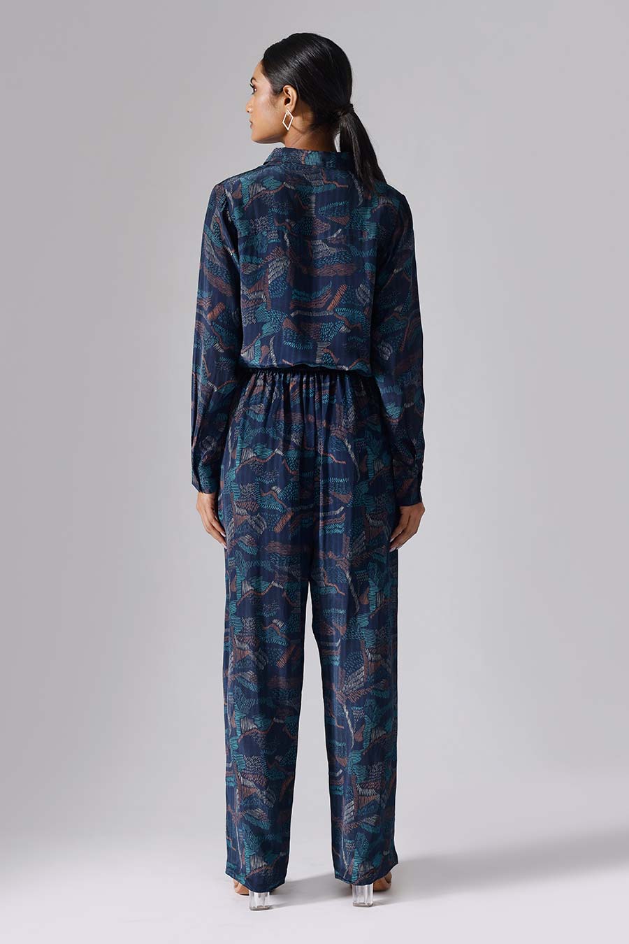 Blue Printed Lines Co-Ord Set