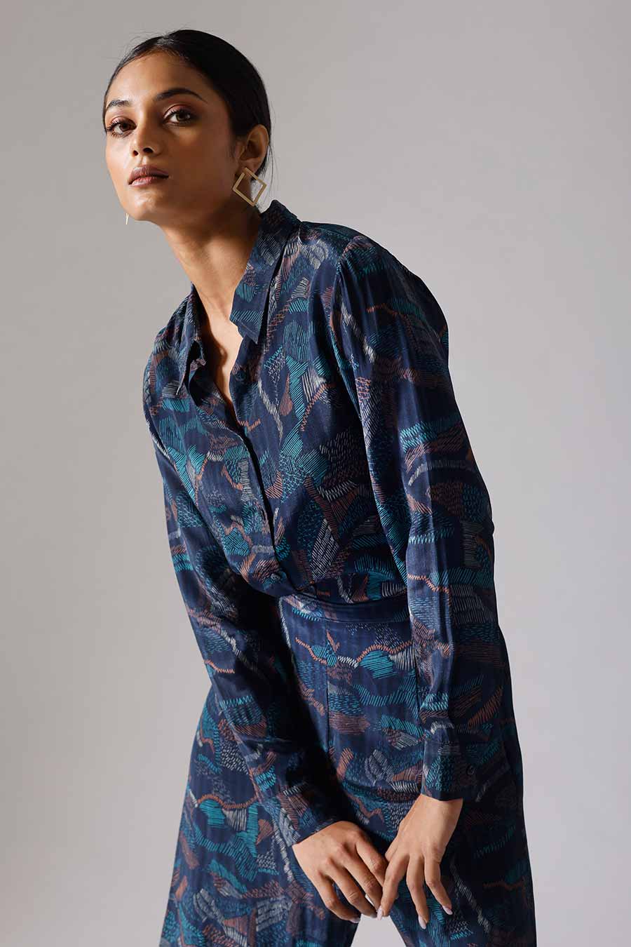 Blue Printed Lines Shirt