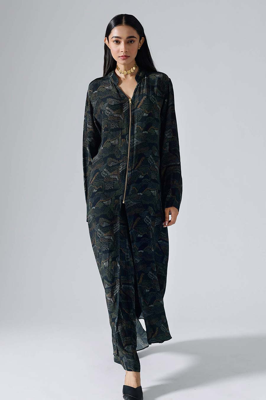 Printed Lines Jacket Co-ord Set