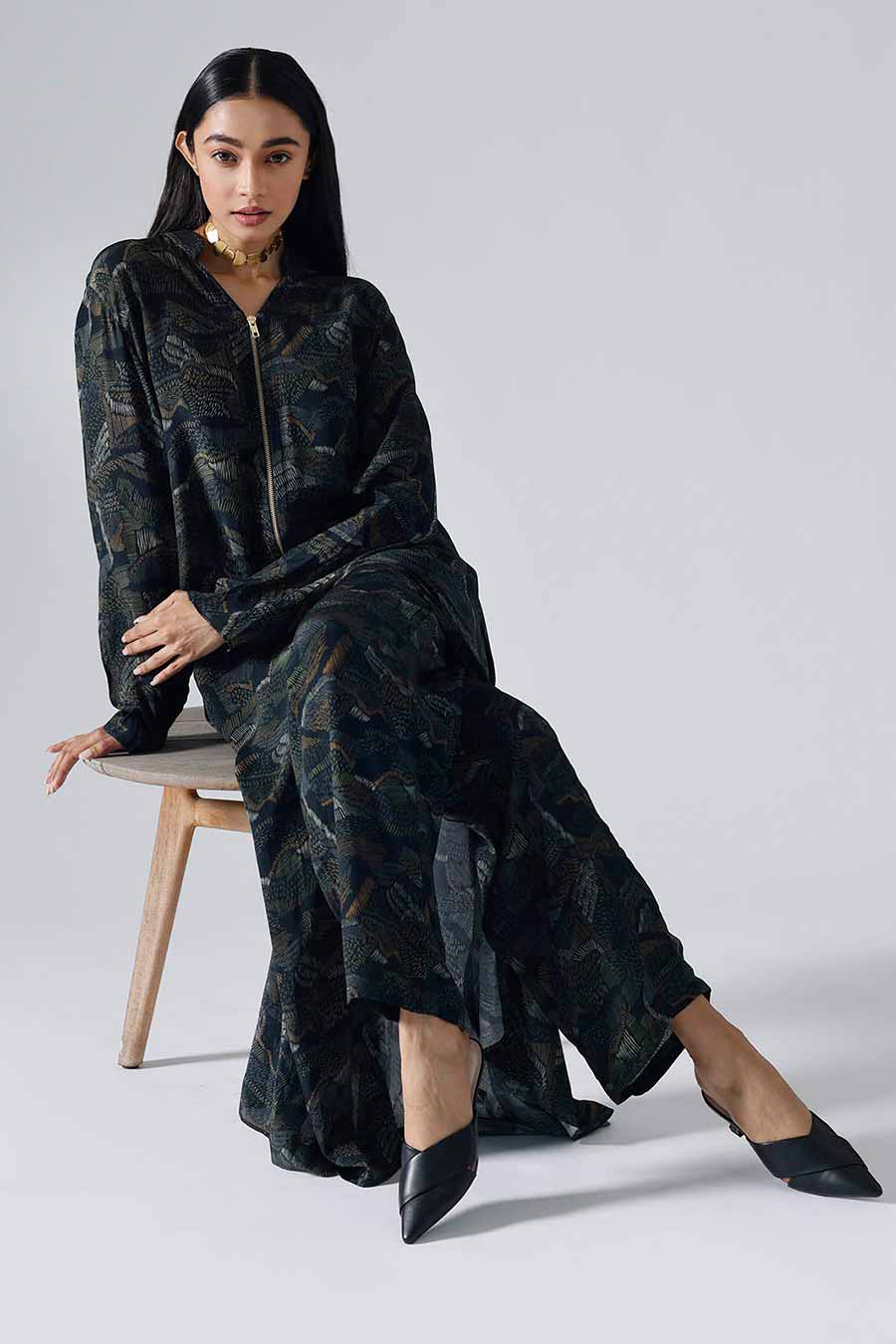 Printed Lines Jacket Co-ord Set