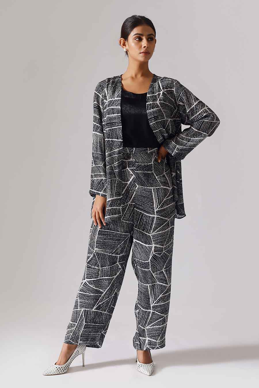 Black Printed Perpetual Jacket Set