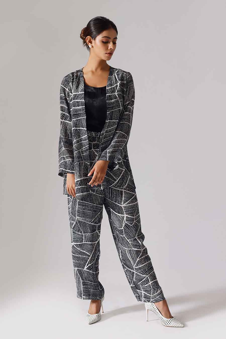 Black Printed Perpetual Jacket Set