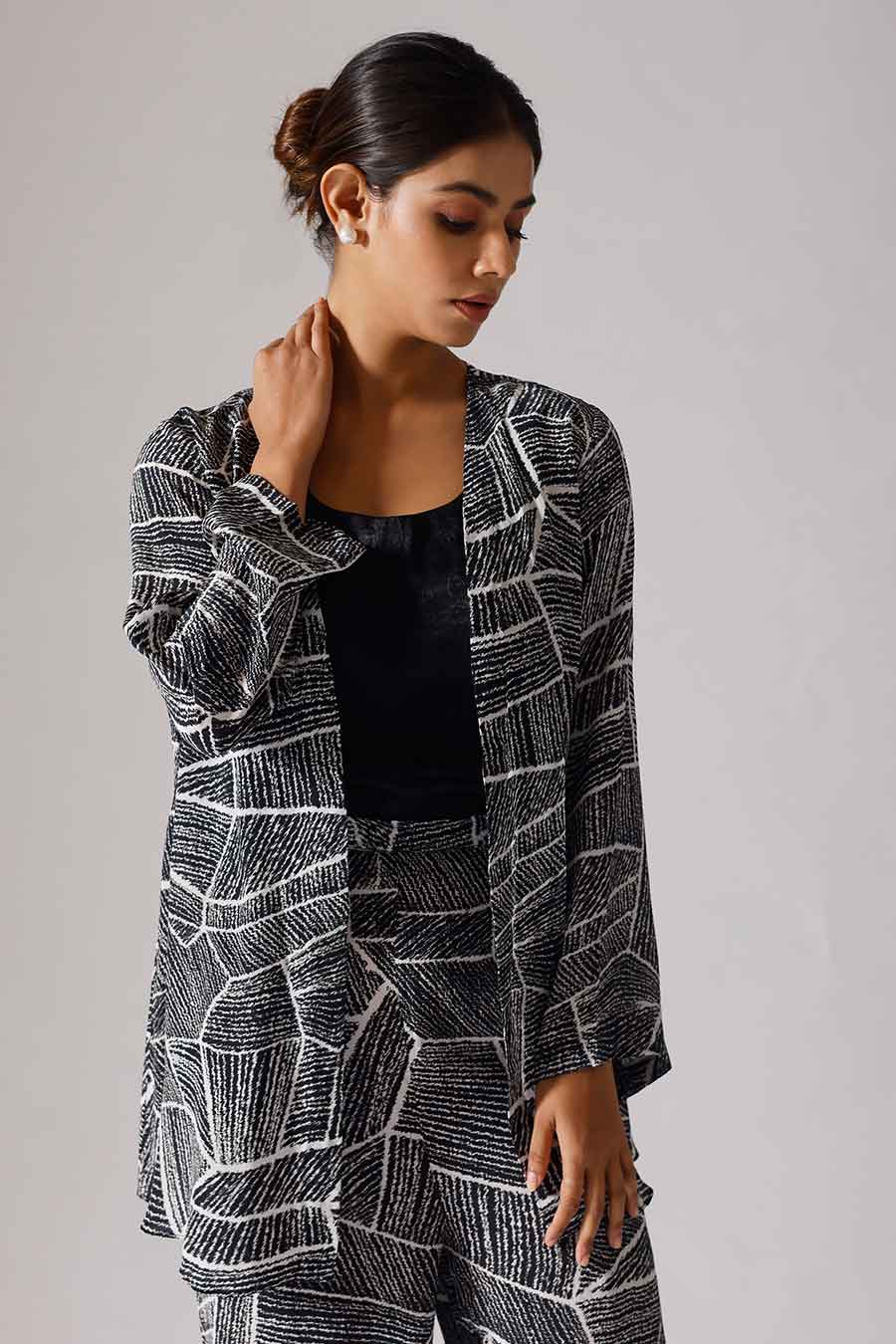 Black Printed Perpetual Jacket Set