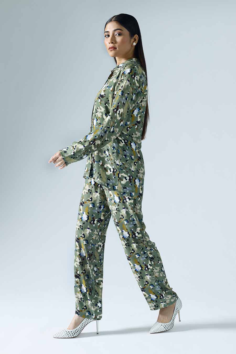 Green Printed Pixelated Co-ord Set