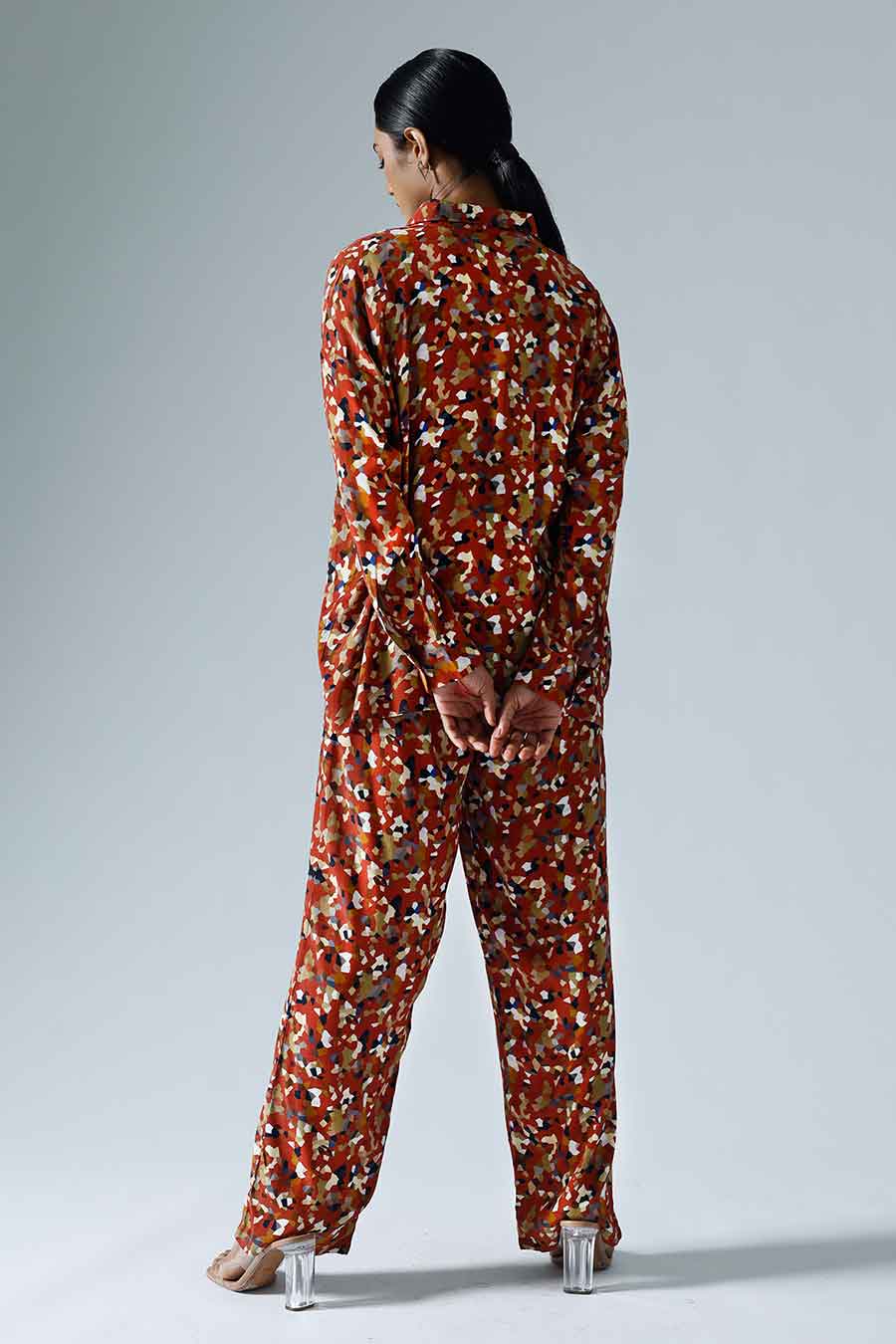 Red Printed Pixelated Box Co-ord Set