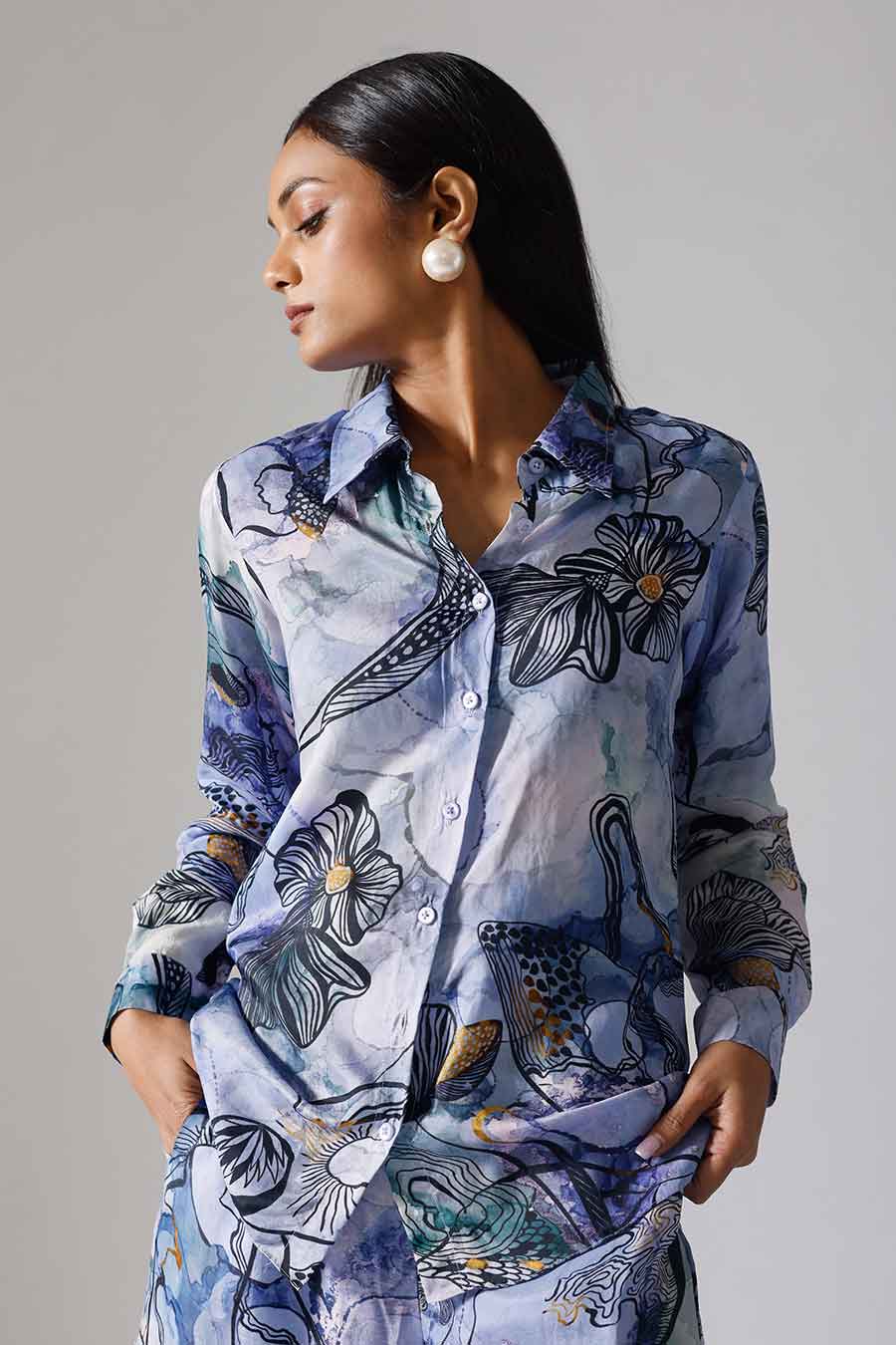 Marbled Blue Printed Reflect Co-Ord Set