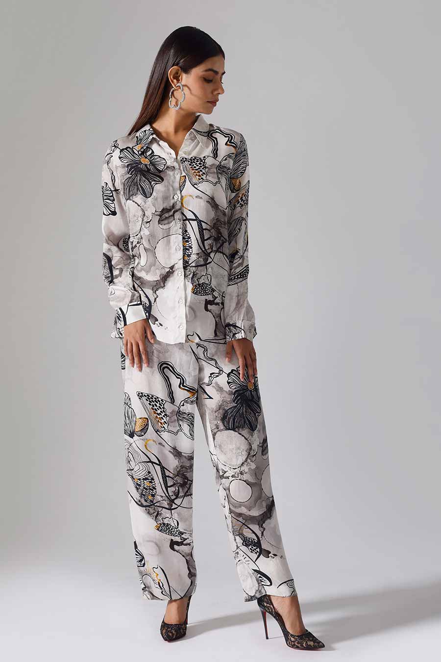 Black & White Printed Reflect Co-Ord Set
