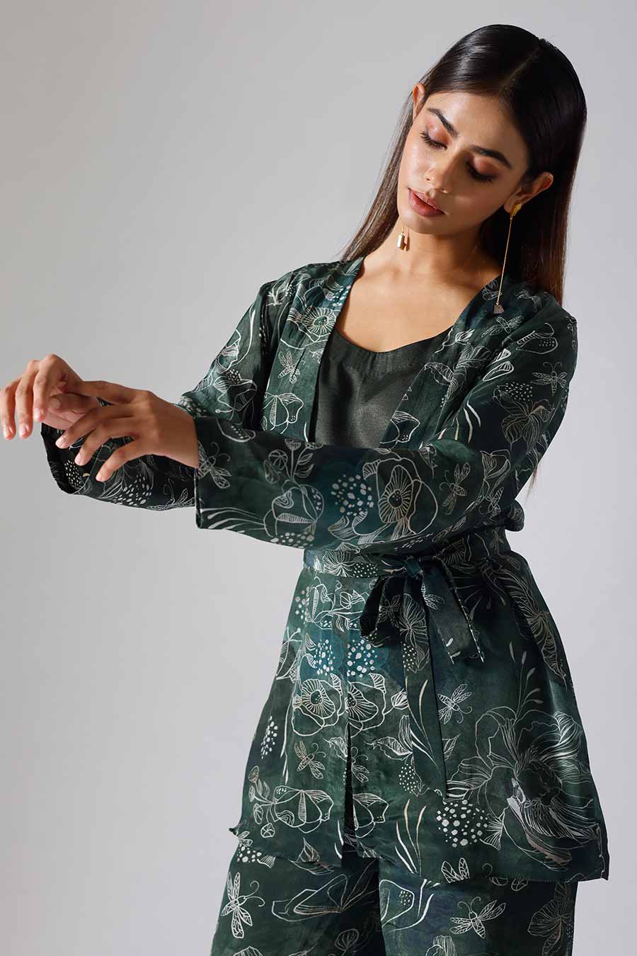 Marbled Green Printed Reverie Jacket Set