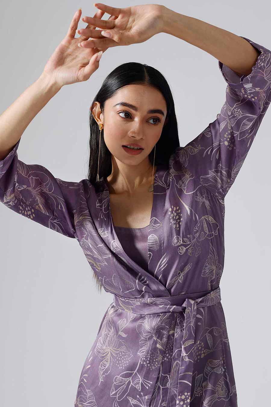 Lilac Printed Reverie Jacket and Shorts Set