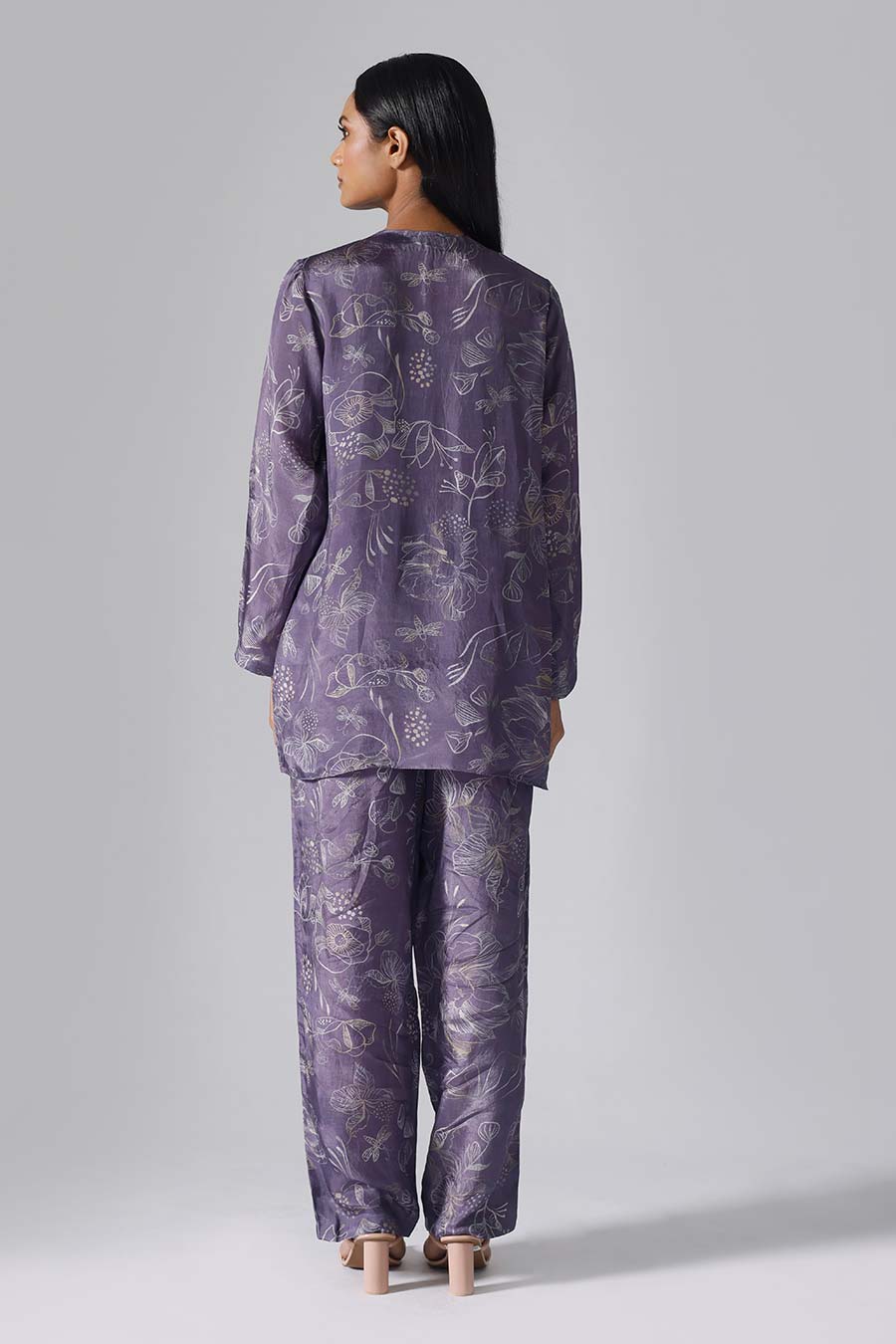 Lilac Printed Reverie Jacket Set