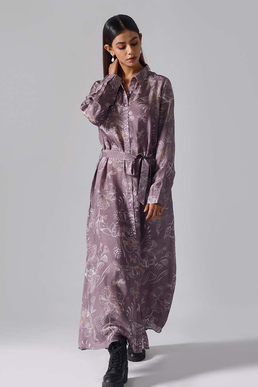 Onion Pink Printed Reverie Long Dress