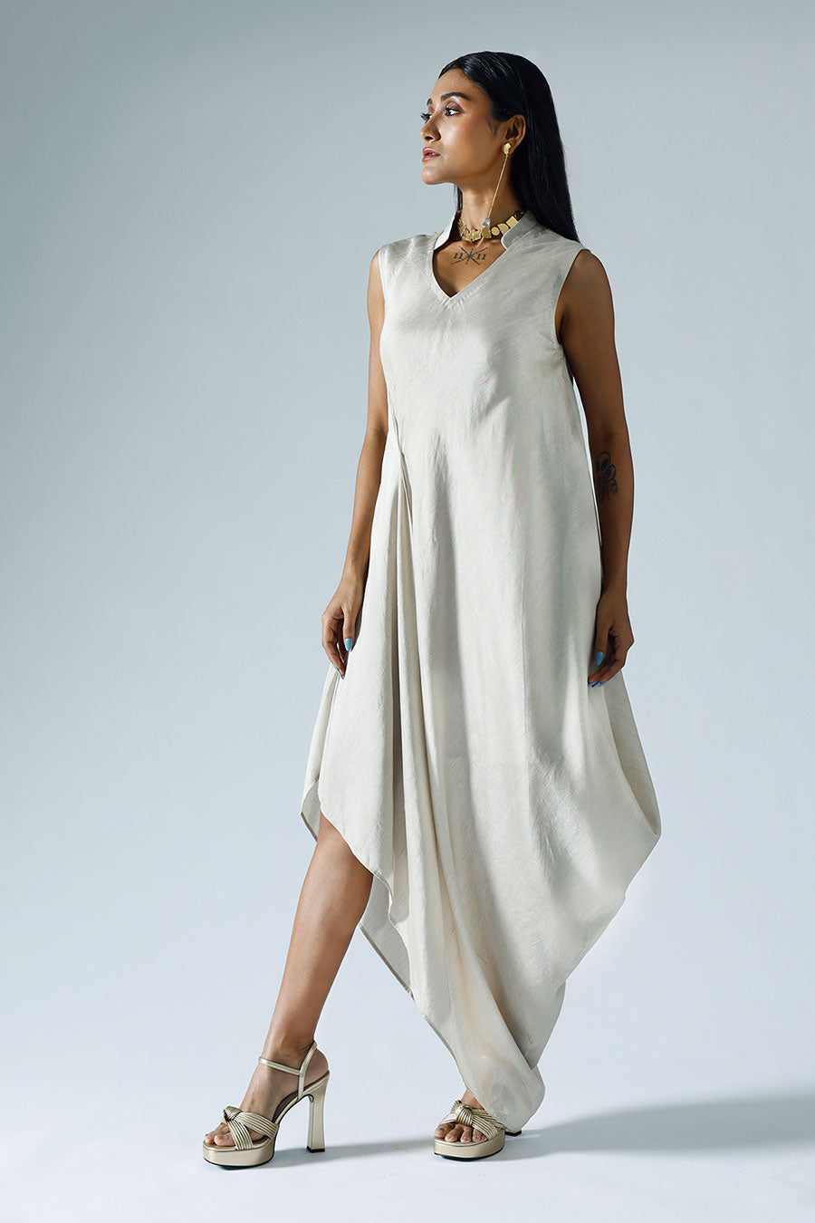 Grey Draped Dress