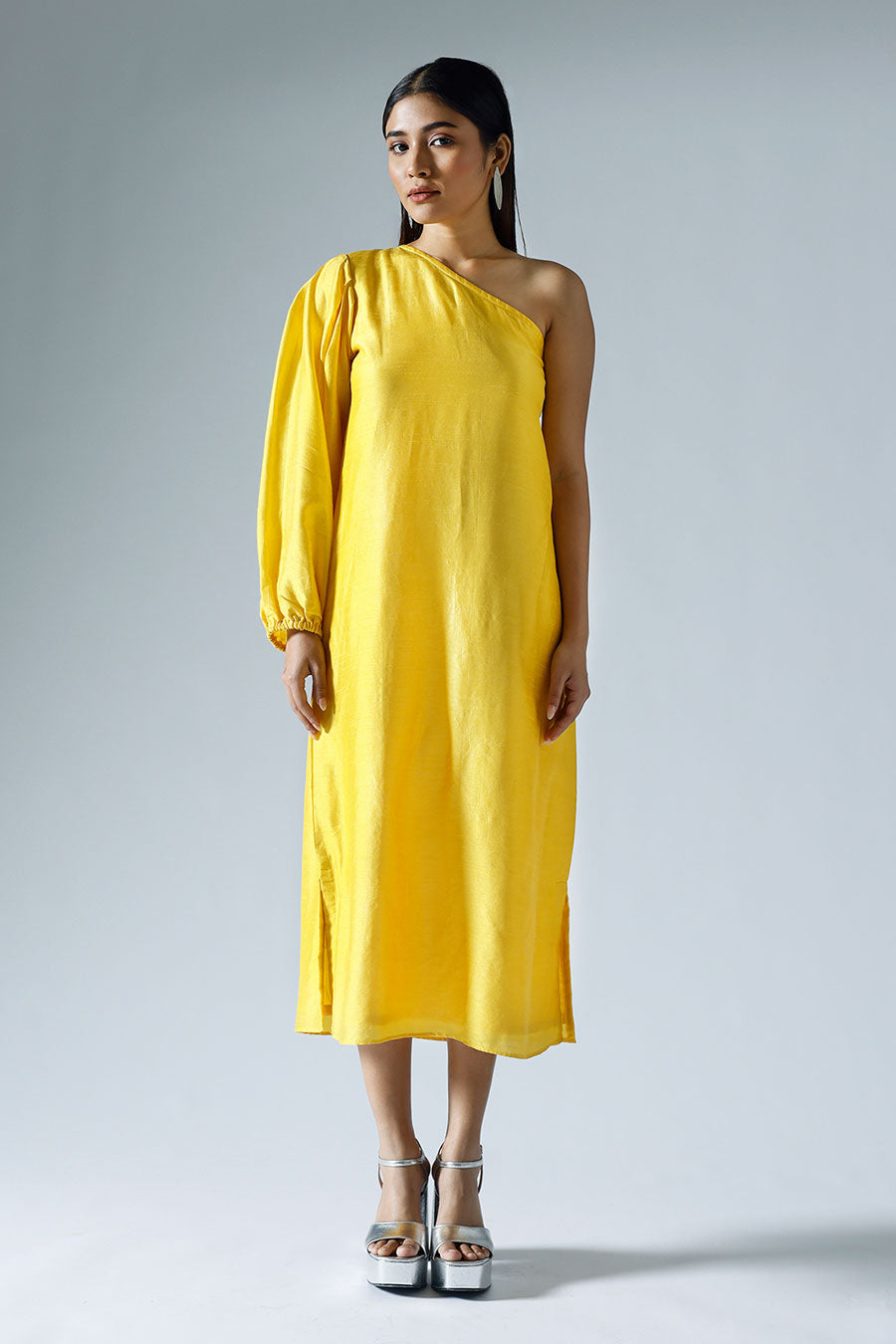 Yellow One-shoulder Dress
