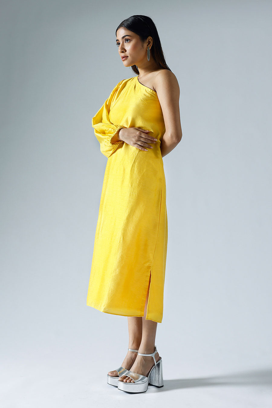 Yellow One-shoulder Dress