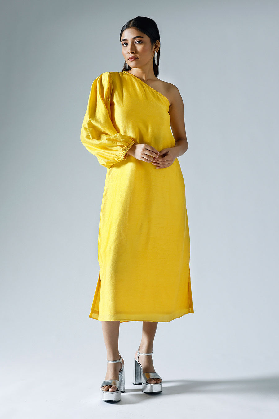 Yellow One-shoulder Dress