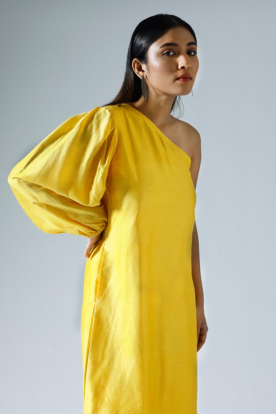 Yellow One-shoulder Dress