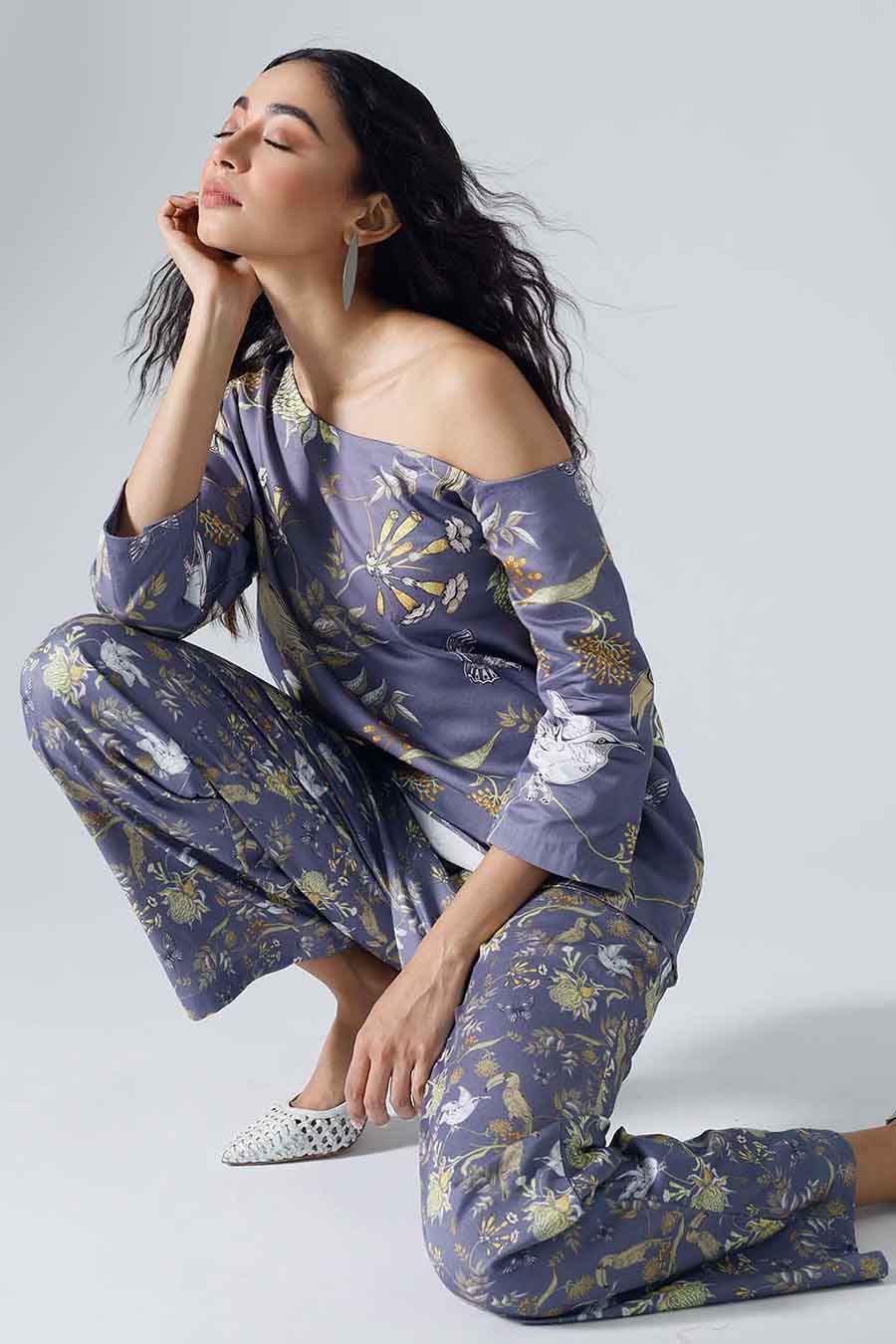 Lavender Printed Toucan Co-ord Set