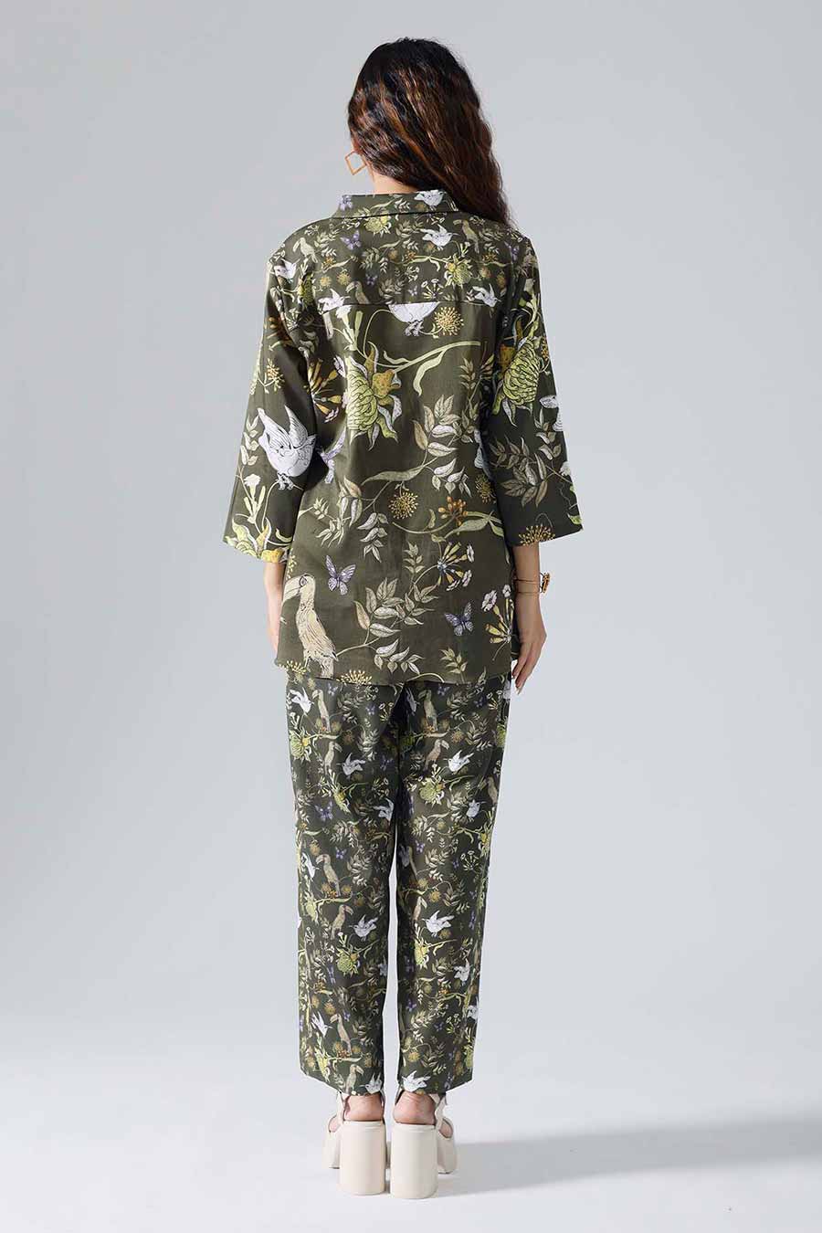 Olive Printed Toucan Co-ord Set