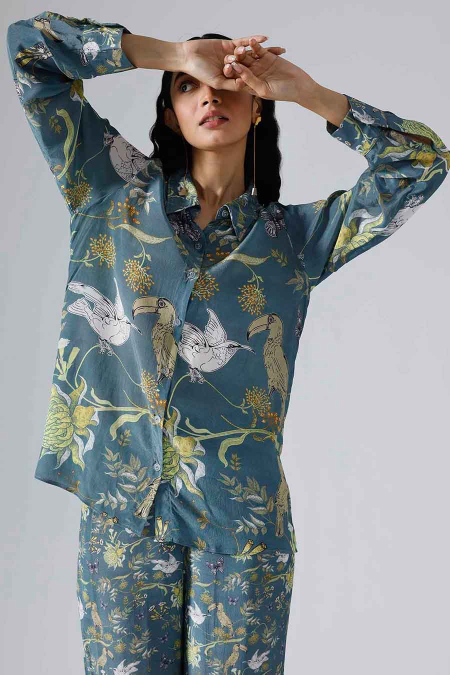 Teal Printed Toucan Co-ord Set