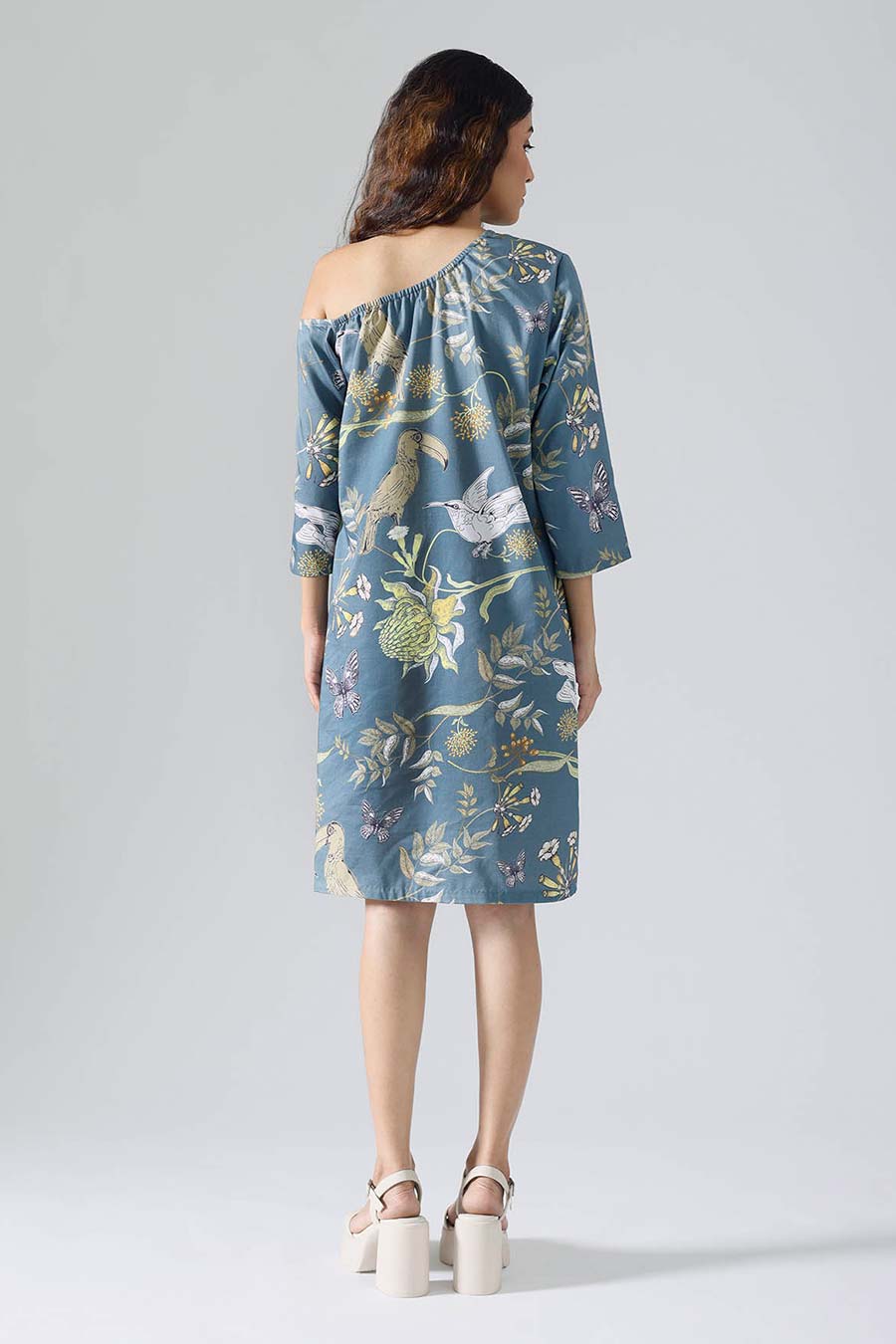Teal Printed Toucan Dress