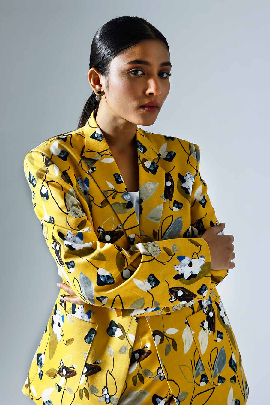 Yellow Printed Vivid Blazer