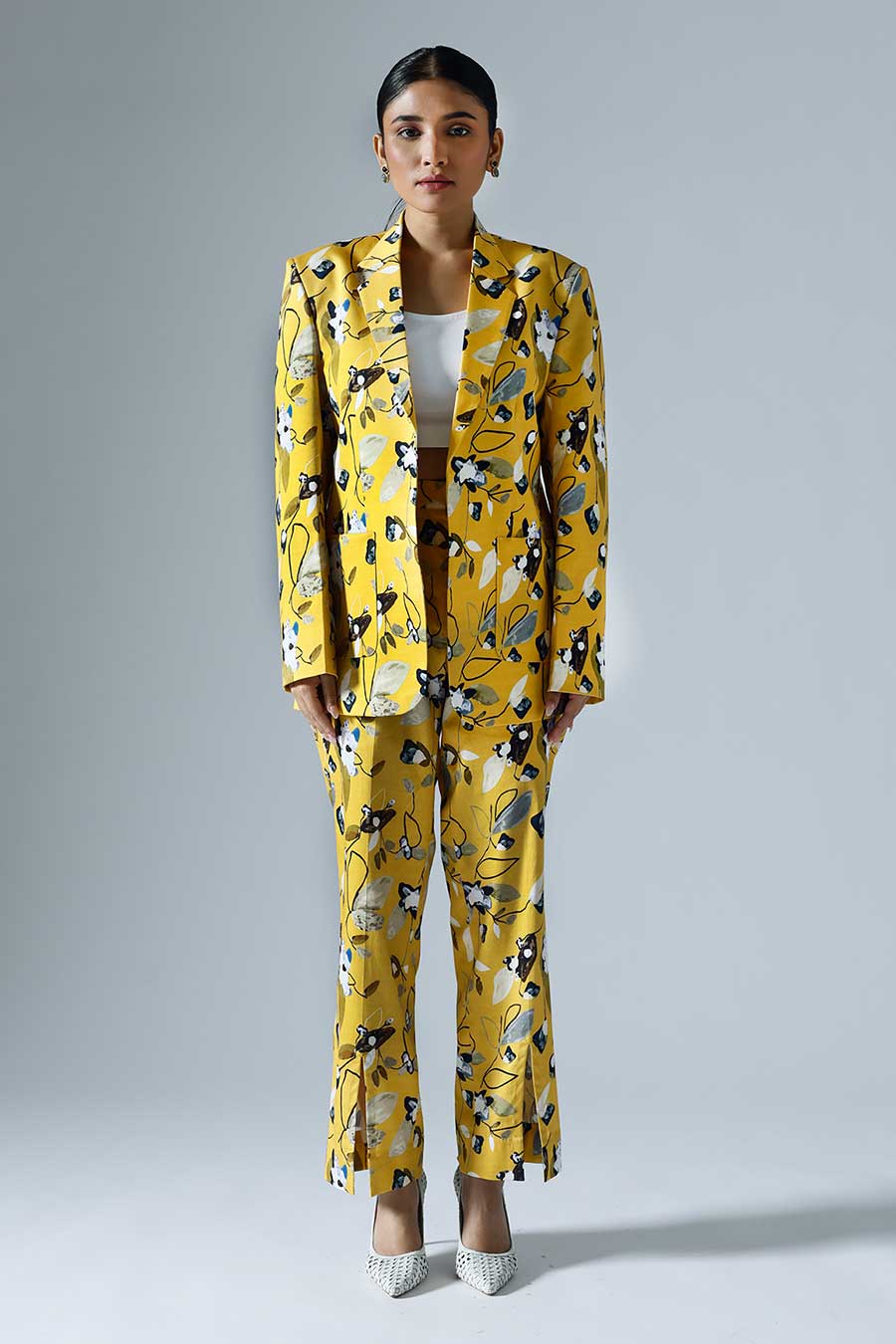 Yellow Printed Vivid Pant Suit
