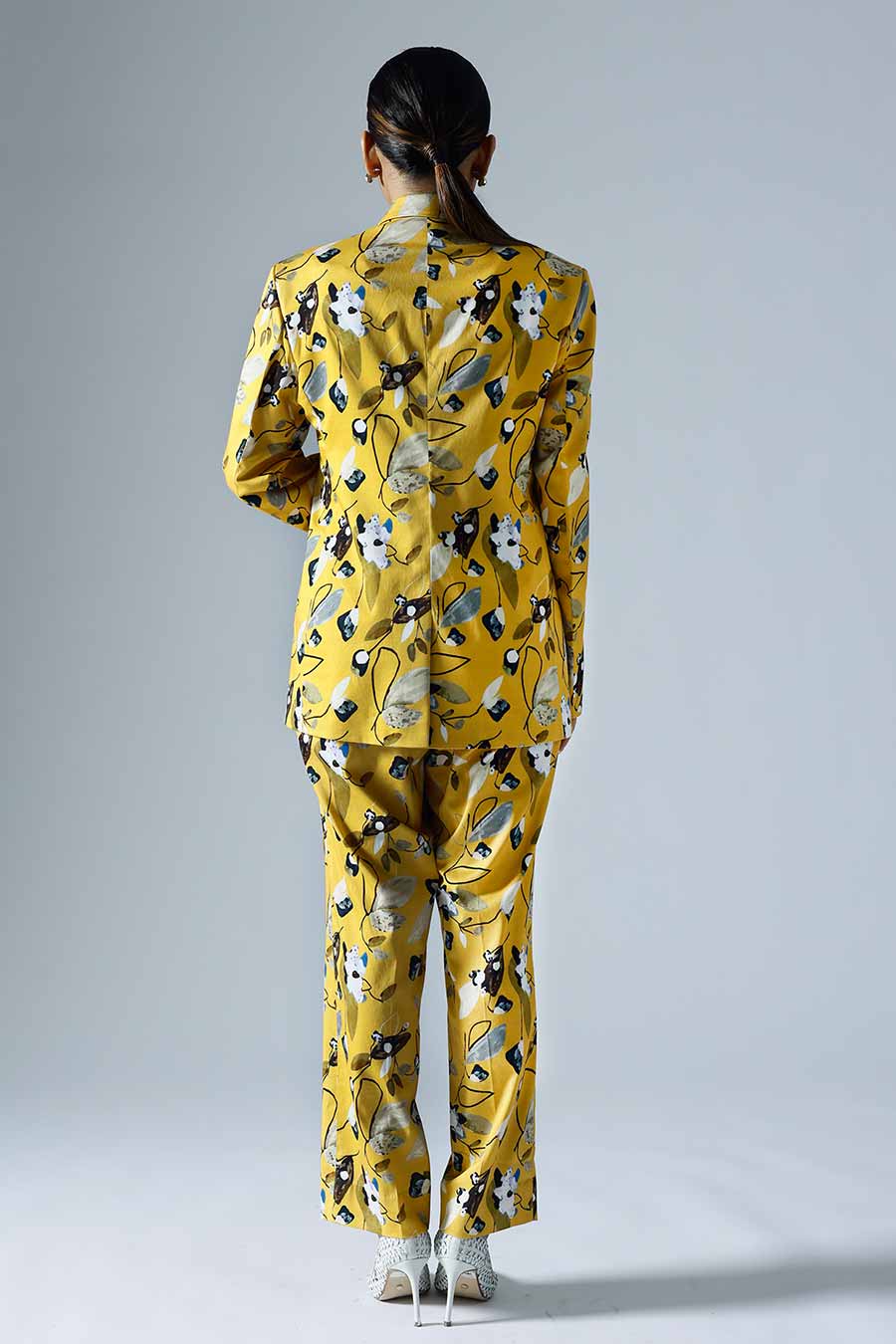 Yellow Printed Vivid Pant Suit