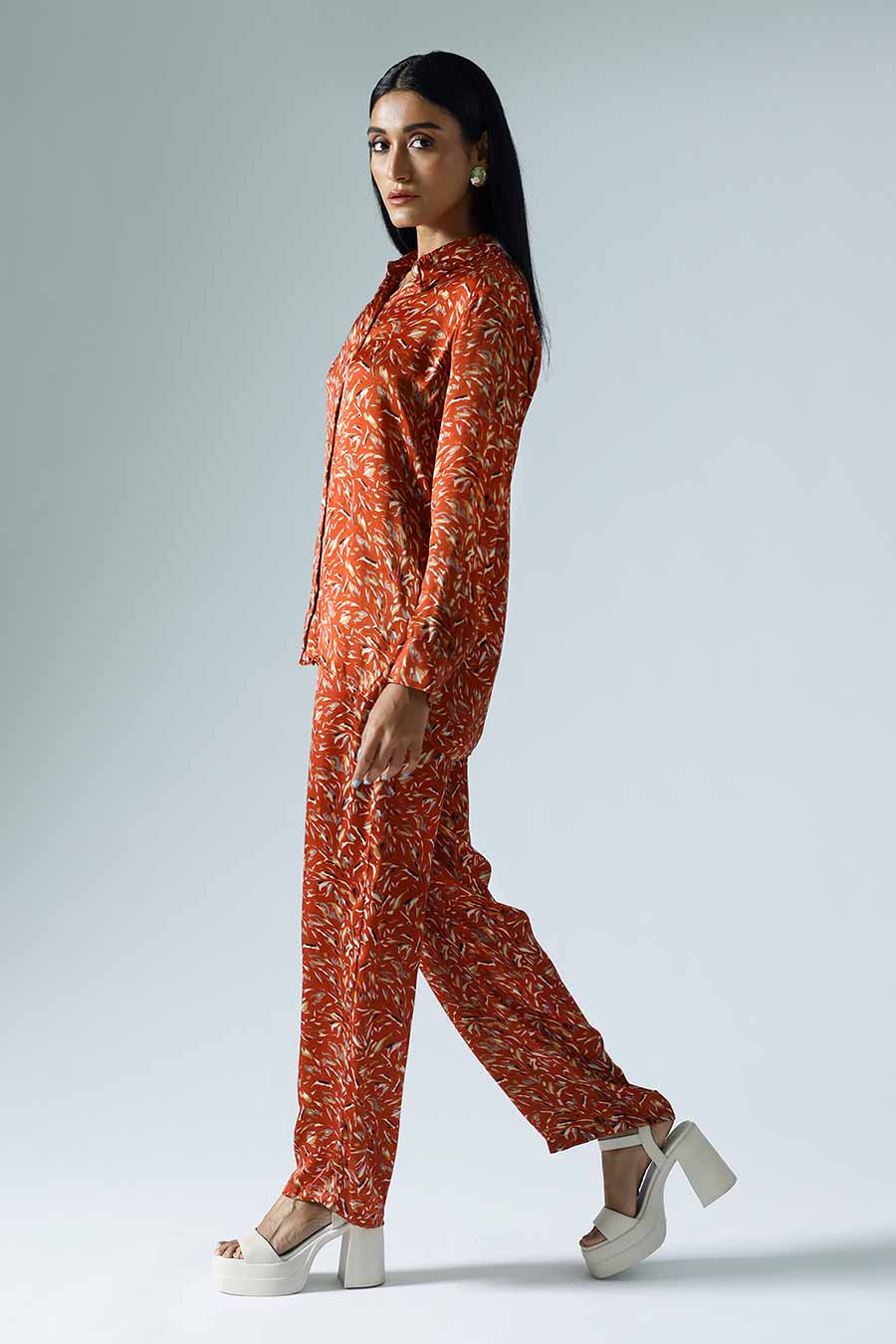 Red Printed Waves Co-ord Set