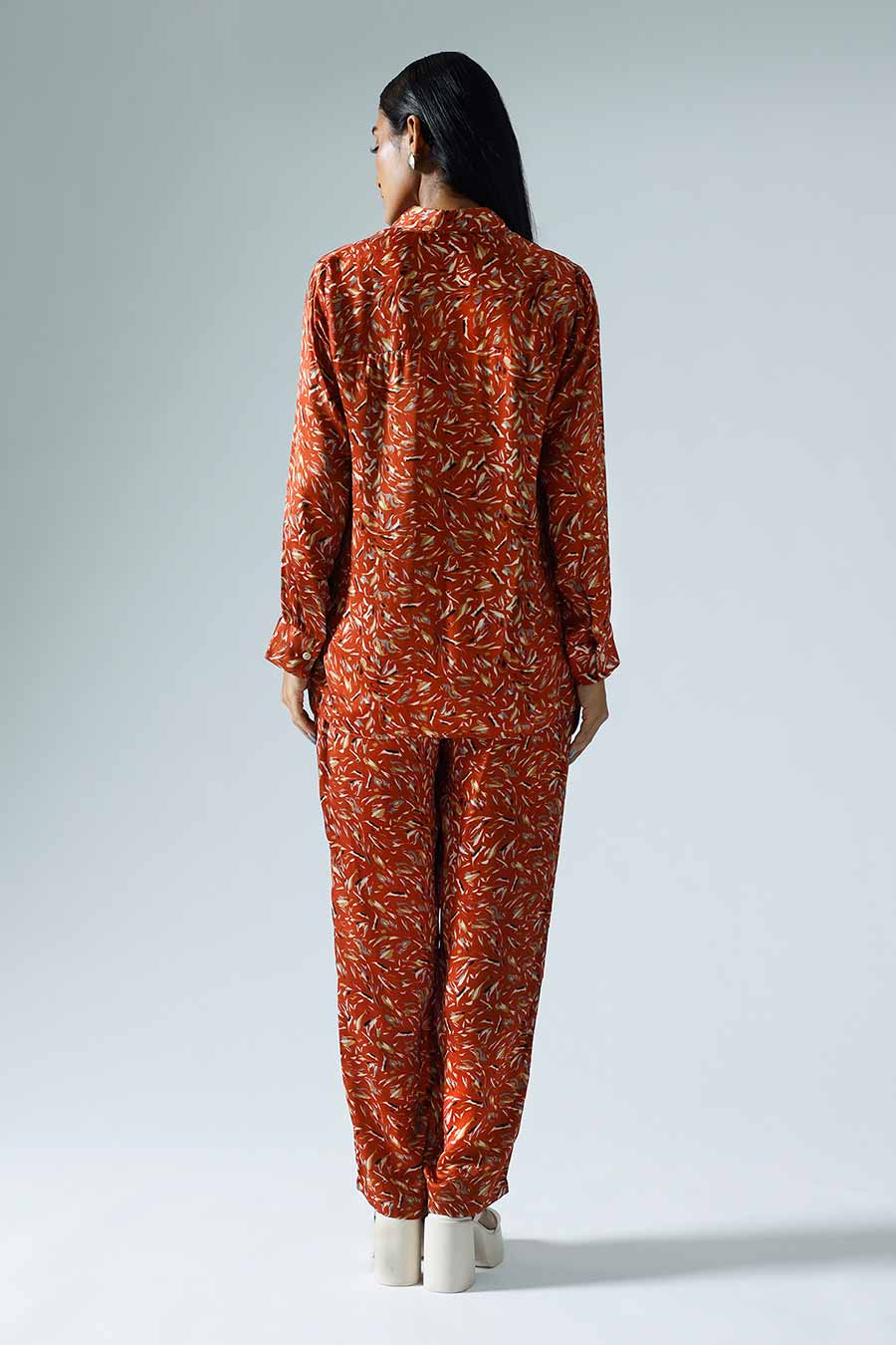 Red Printed Waves Co-ord Set