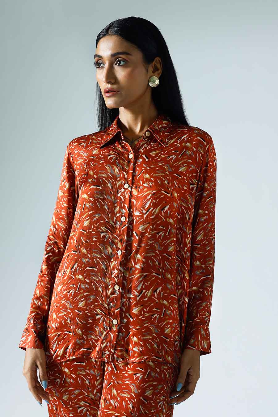 Red Printed Waves Co-ord Set