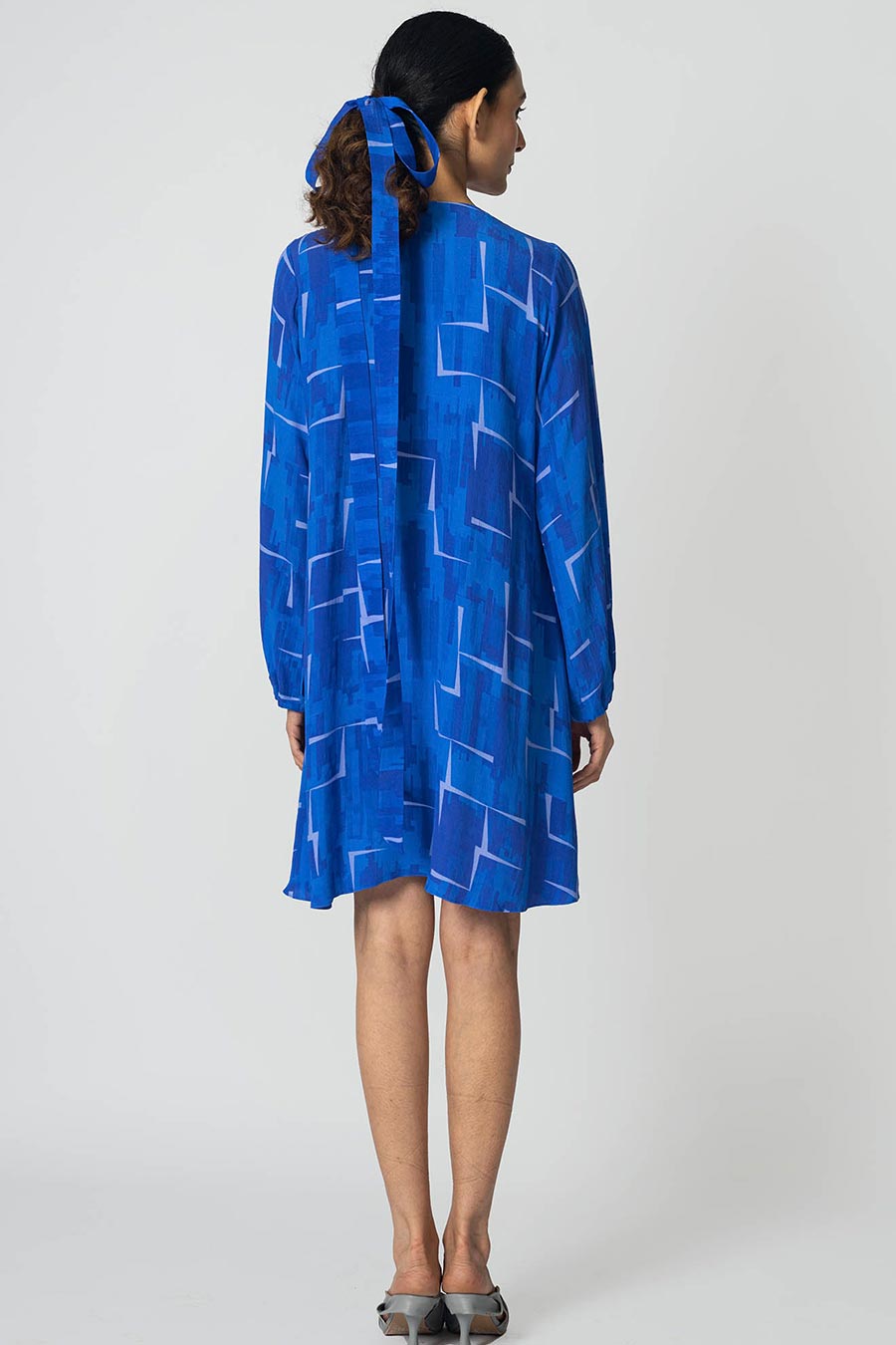 Blue Brick Printed Shift Dress