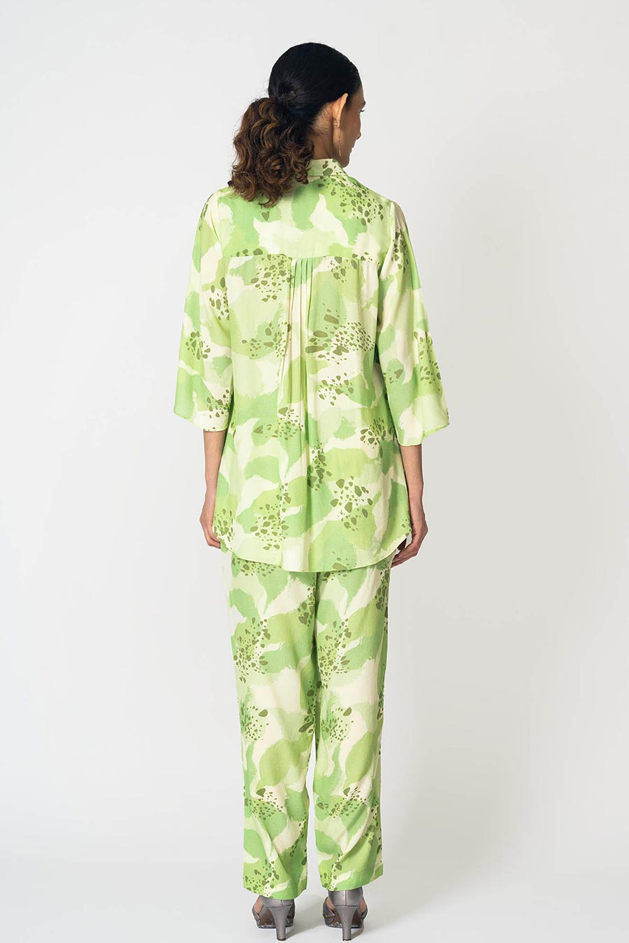 Lime Dots Printed Shirt & Pant Co-Ord Set