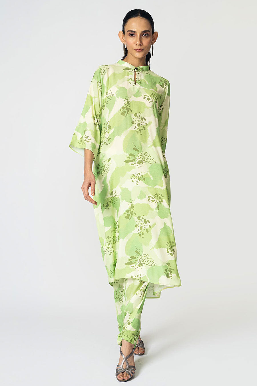 Lime Dots Printed Tunic & Pant Set