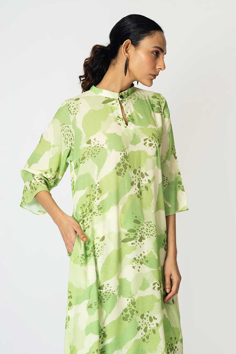 Lime Dots Printed Tunic & Pant Set