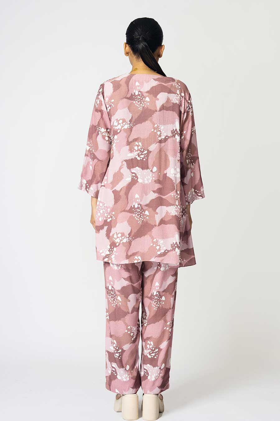 Pink Dots Printed Jacket & Pant Set With Inner