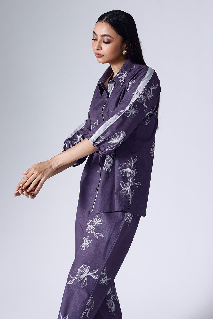 Purple Floral Grid Shirt