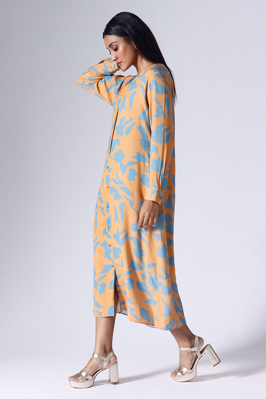Orange Foliage Long Dress