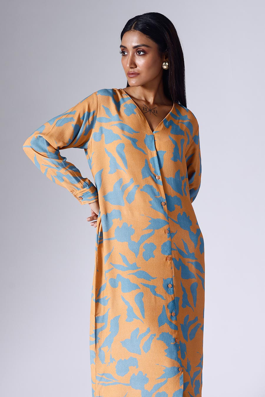 Orange Foliage Long Dress