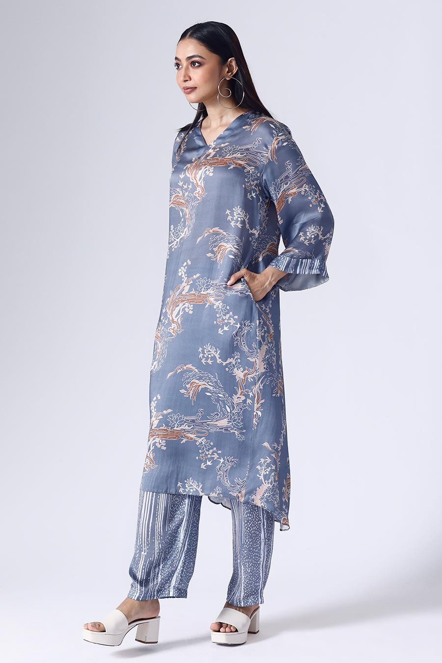 Blue Lotus Long Tunic & Pant Set
