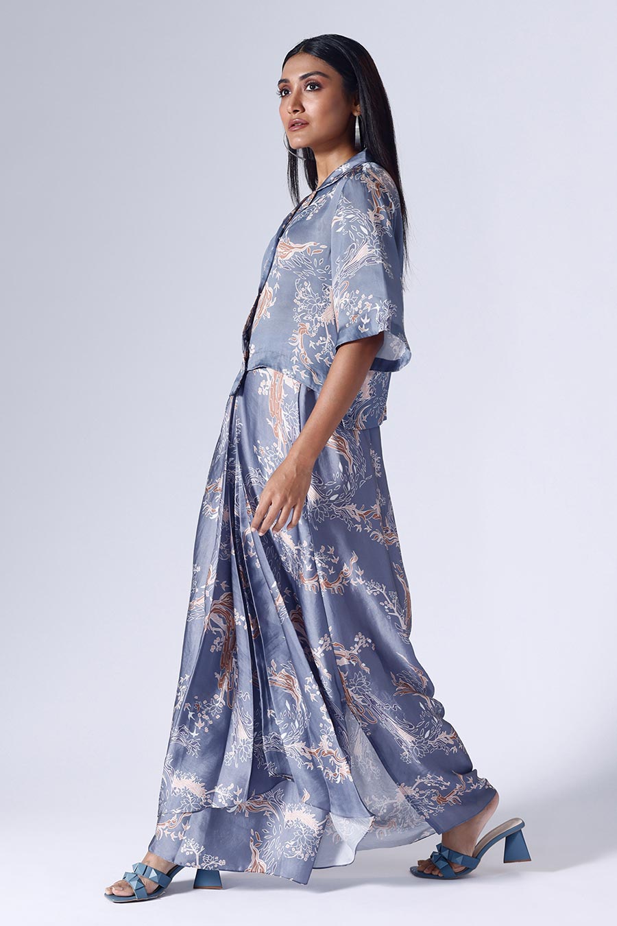 Blue Lotus Shirt & Skirt Co-Ord Set