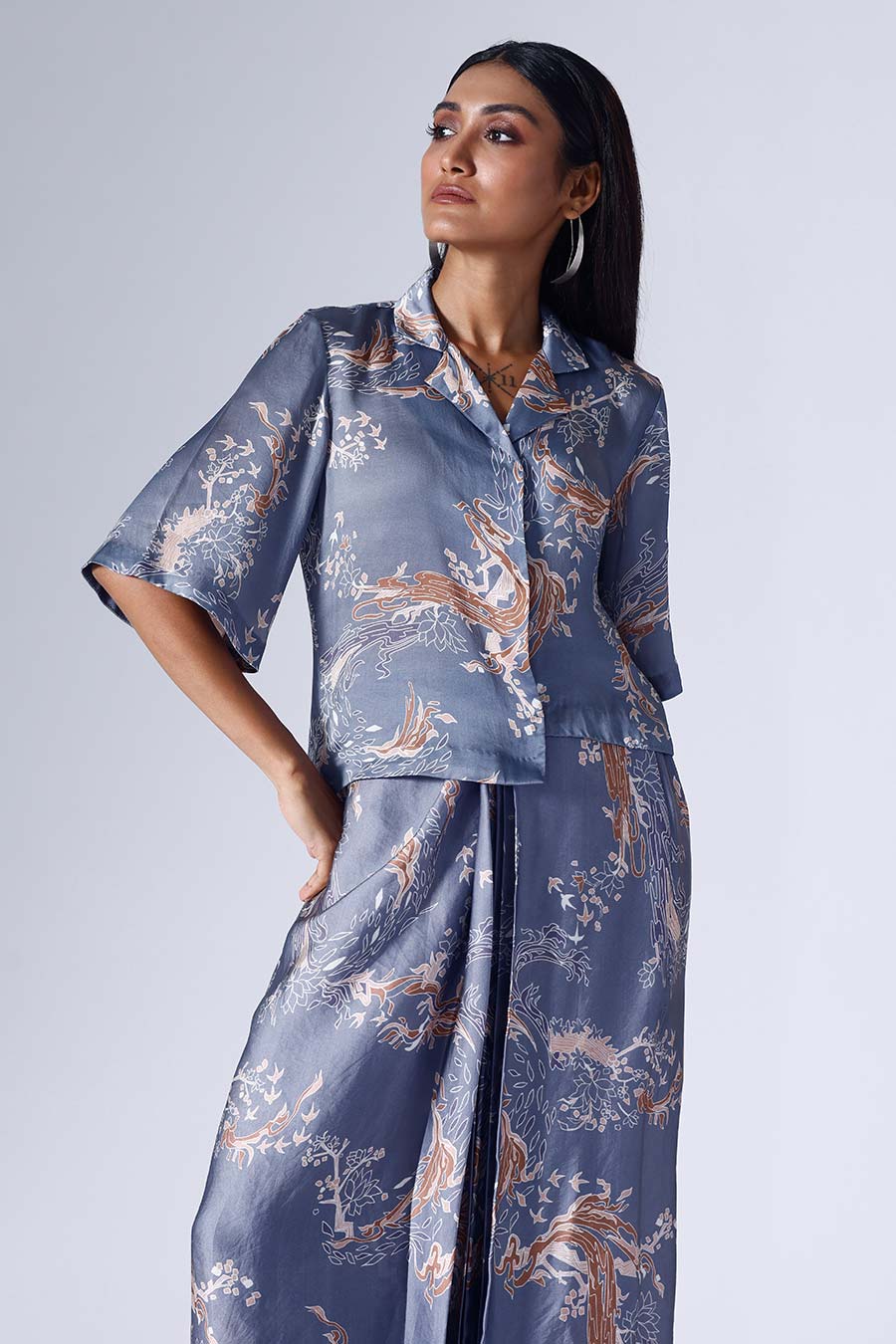 Blue Lotus Shirt & Skirt Co-Ord Set