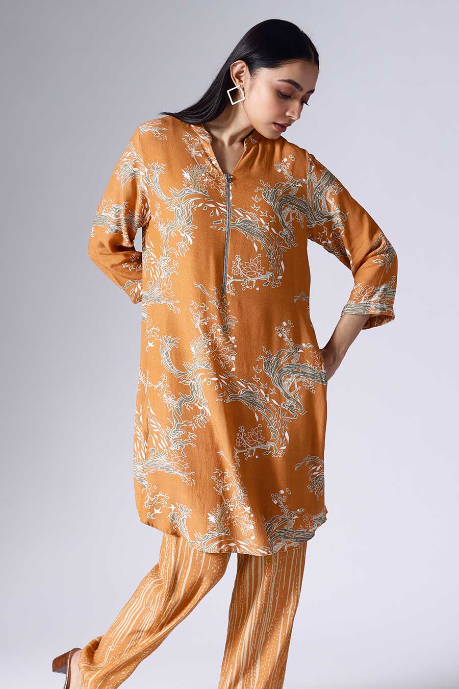Orange Lotus Tunic & Pant Set