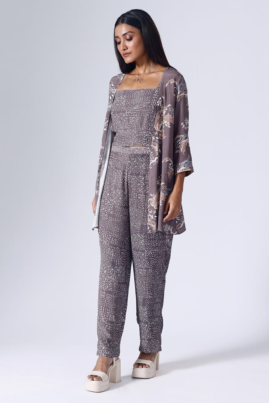 Plum Lotus Jacket Co-Ord Set