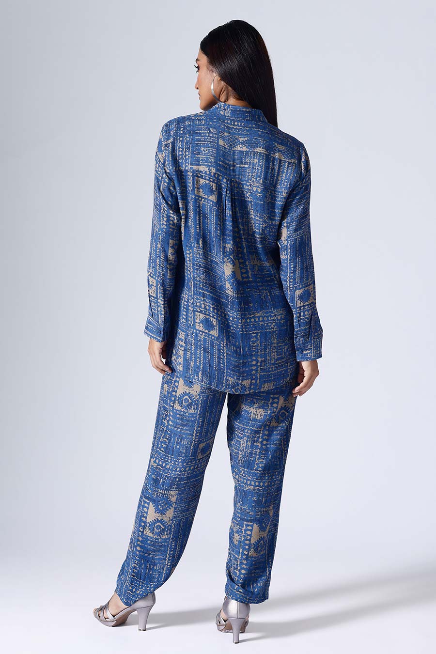Blue Moroccon Shirt & Pant Co-Ord Set