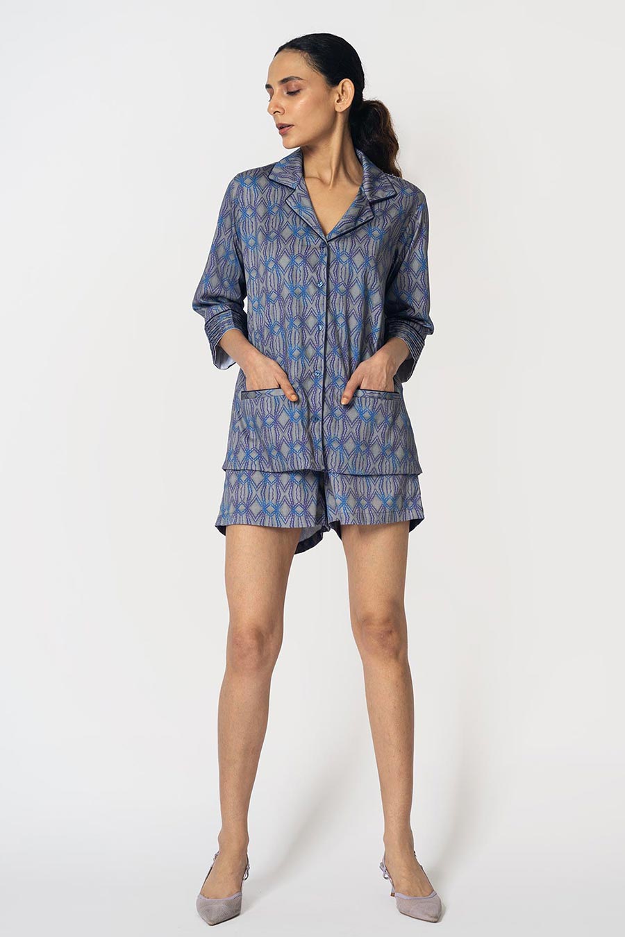 Grey Rhombus Printed Shirt