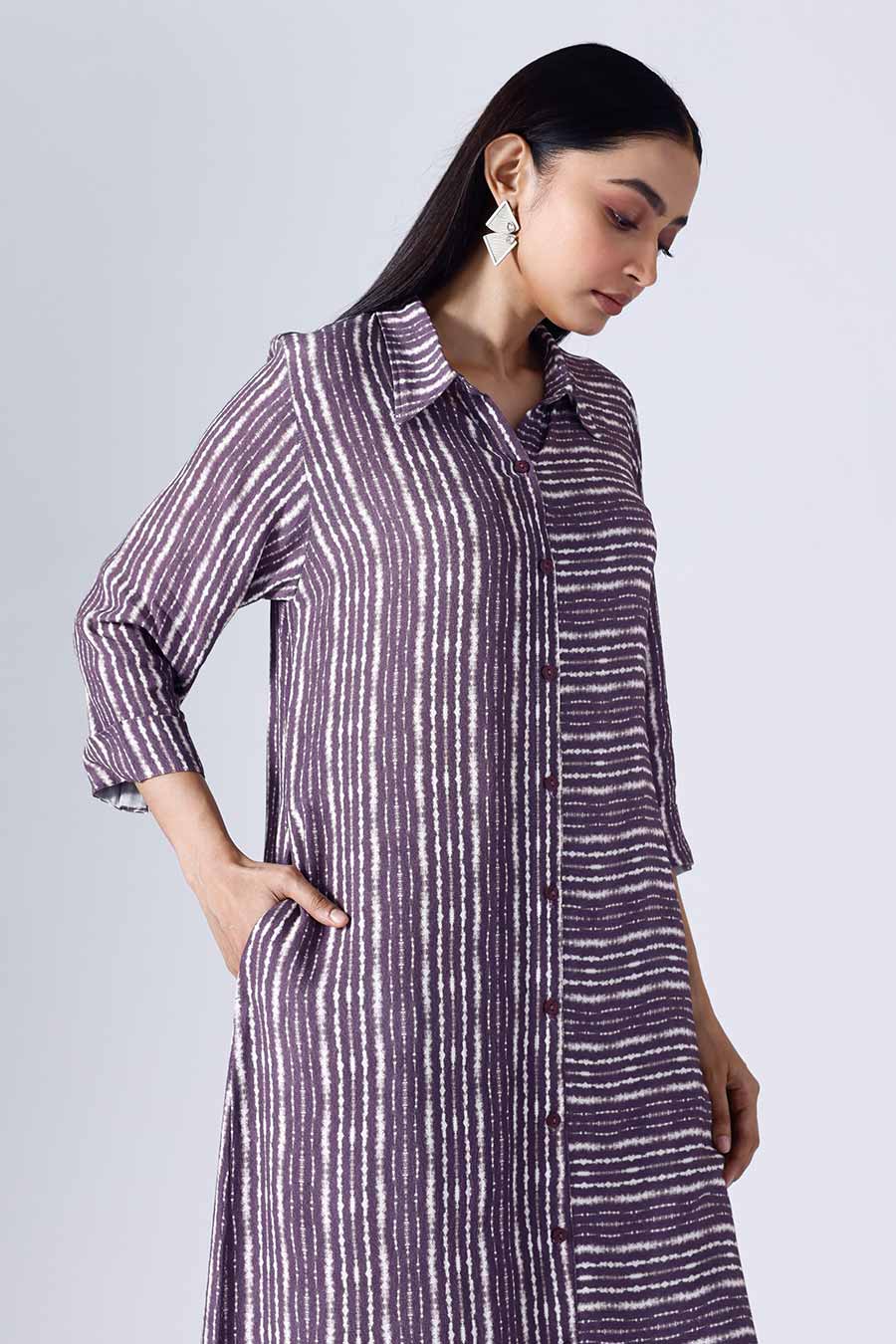 Plum Shibori Long Dress
