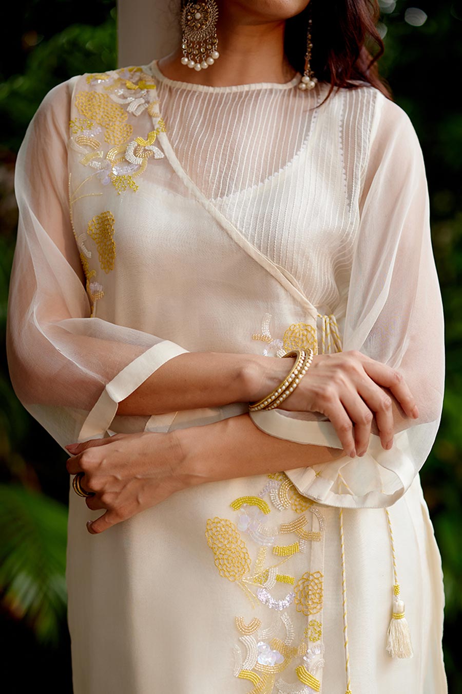 Ivory Embroidered Tunic-Style Dress